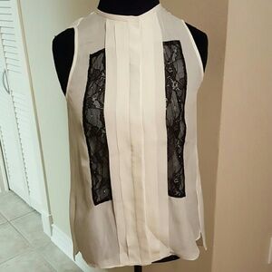 Haute Hippie Cream and Black Lace Blouse